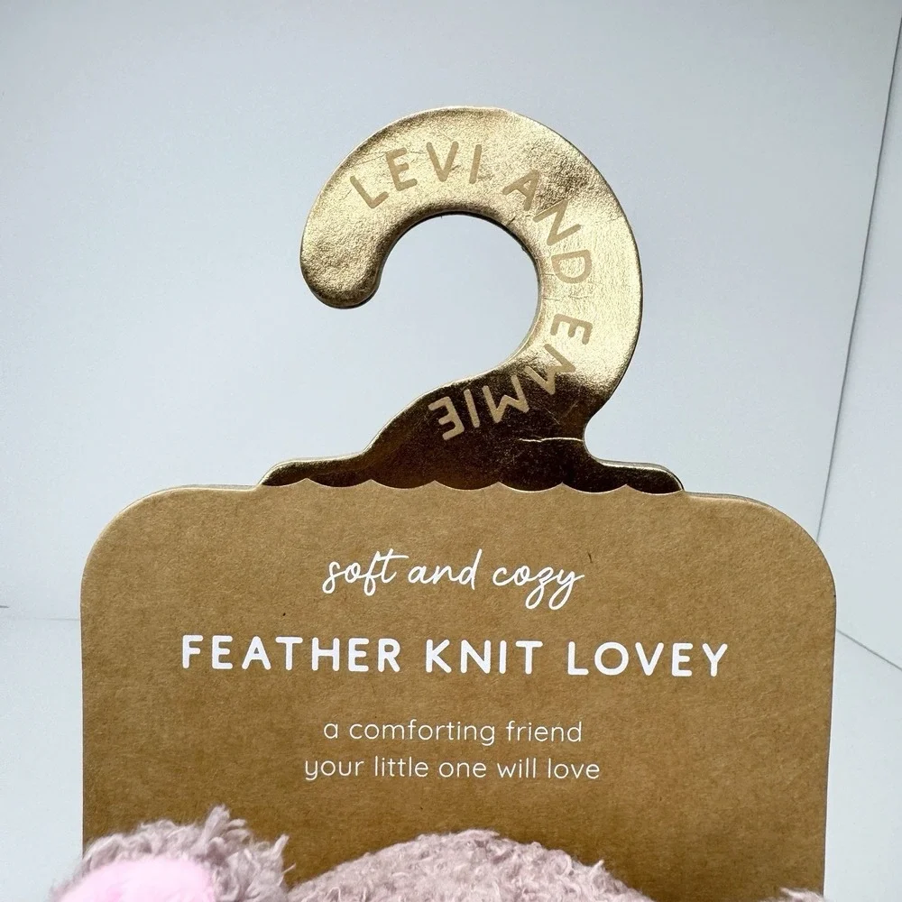 Levi & Emmie Feather Knit Hippo Plush Lovey Security Blanket Mauve